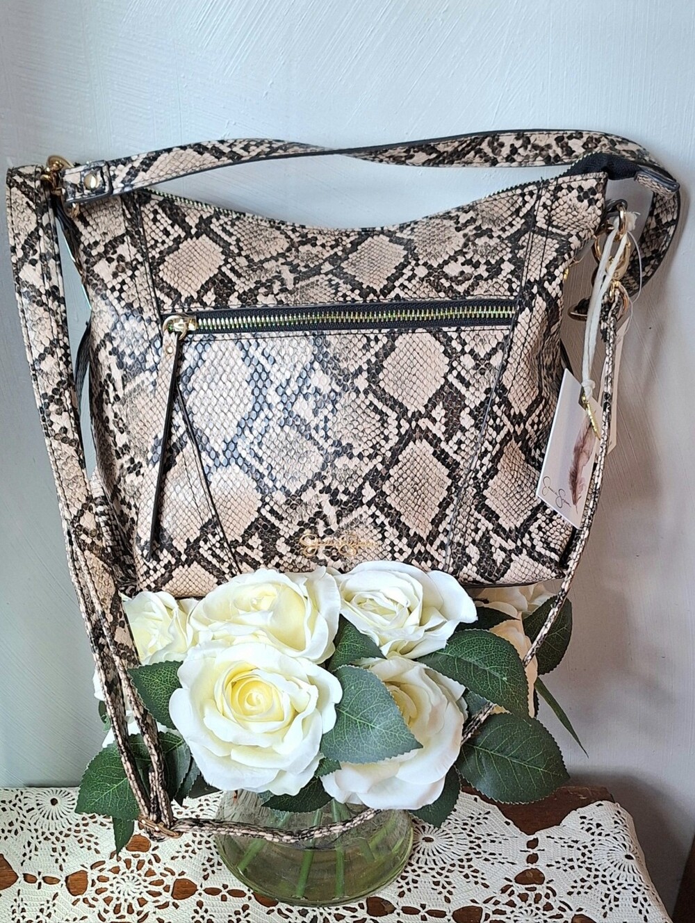 Jessica Simpson Natural Python Kandi Hobo Crossbody, Handbag Style#11JSAJZJS-NTP